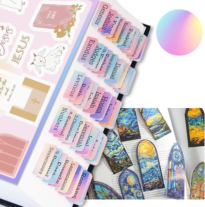 Laminated Bible Tabs with Stickers for Easy Navigation