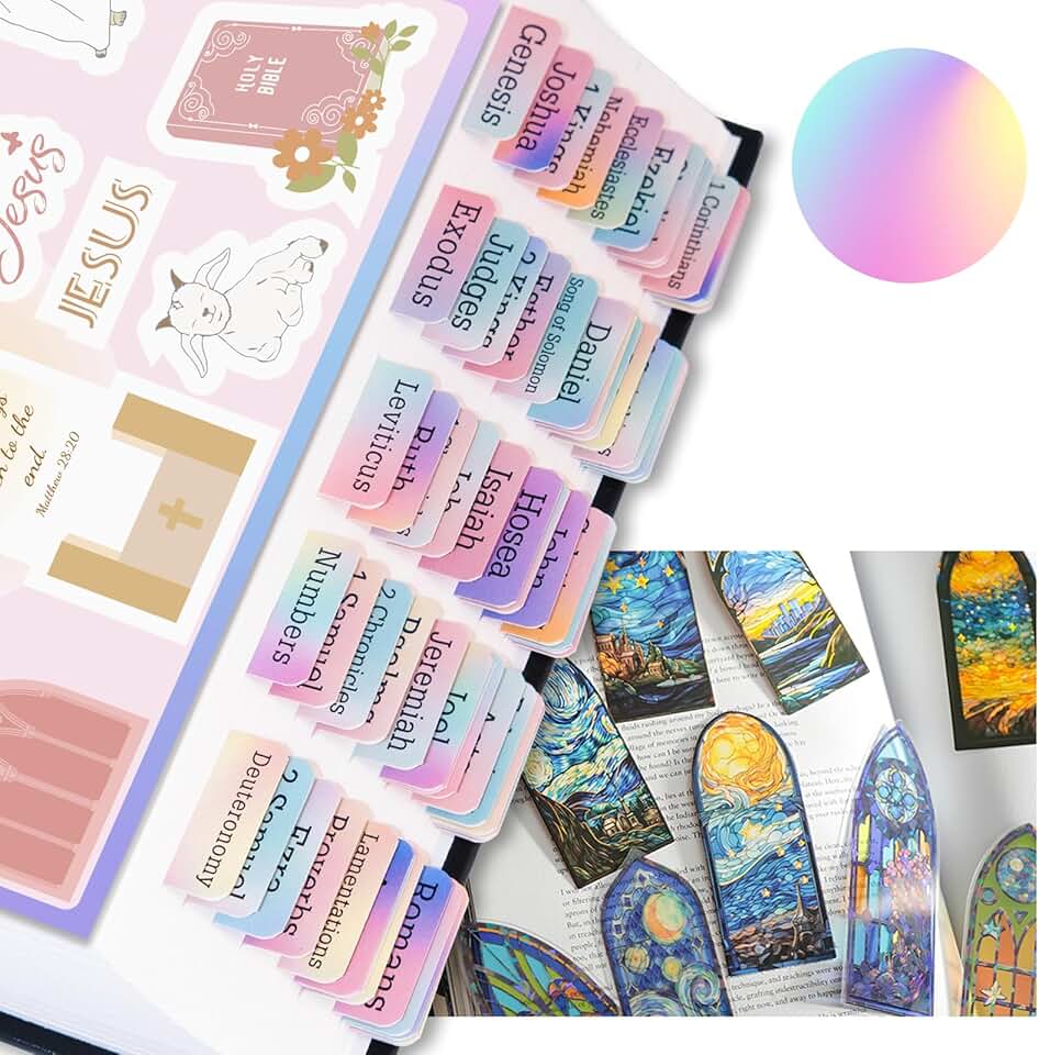 Laminated Bible Tabs with Stickers for Easy Navigation