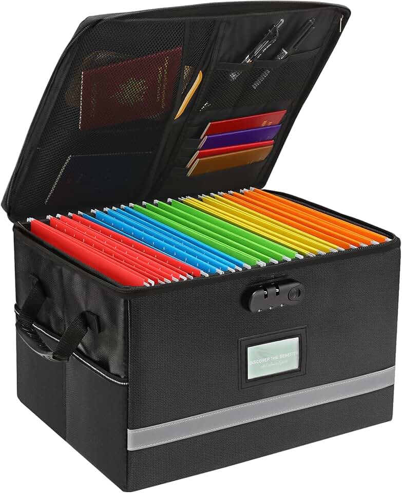 Fireproof Document Organizer with Lock and Handle