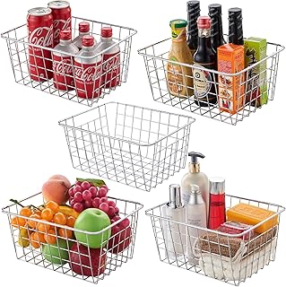 Set of 5 Wire Storage Baskets for Kitchen and Home