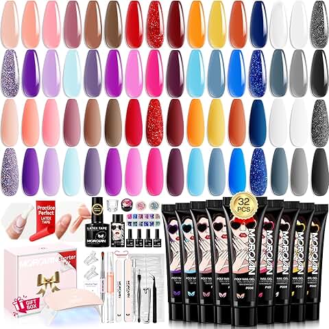 Poly Gel Nail Kit with Lamp and Tools for Beginners