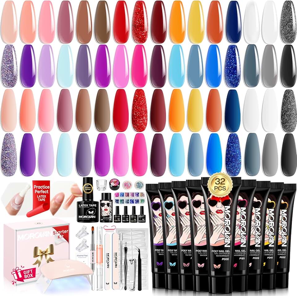 Poly Gel Nail Kit with Lamp and Tools for Beginners