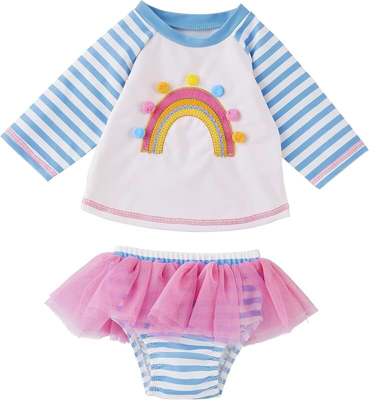Girls' Rainbow Rash Guard Set