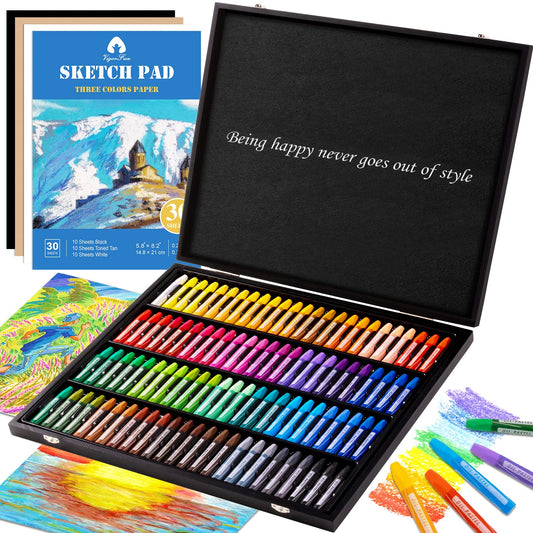 Oil Pastels Set 100 Pieces with Sketch Pad and Gift Box