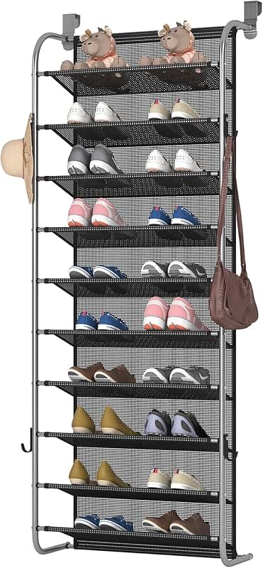 10-Tier Hanging Shoe Rack for Closet and Door Storage