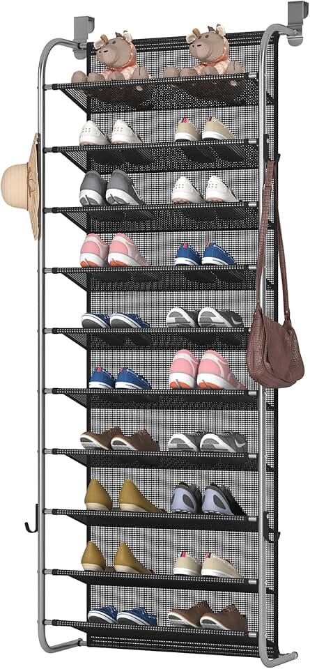10-Tier Hanging Shoe Rack for Closet and Door Storage