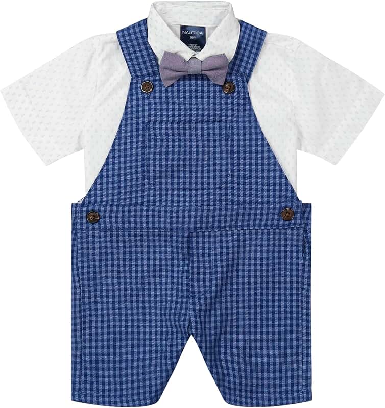Baby boys' 3-piece shortall, bodysuit, and bow tie set