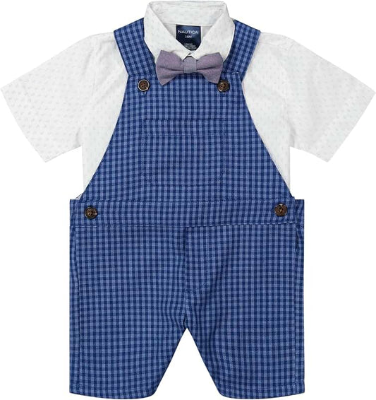 Baby boys' 3-piece shortall, bodysuit, and bow tie set