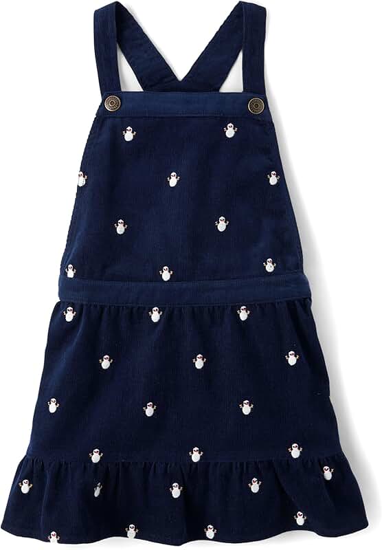 Toddler Embroidered Sleeveless Skirtall, Navy Snowman, 18-24 Months