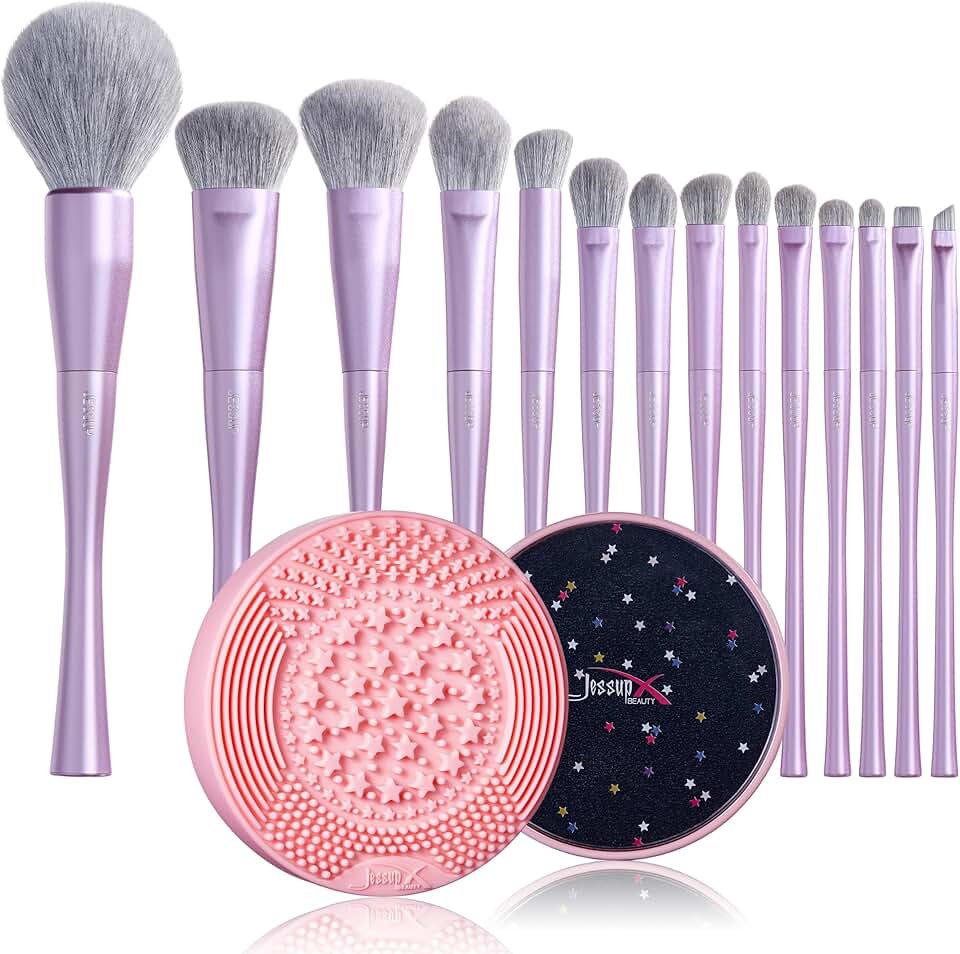 Professional Jessup Makeup Brush Set with Cleaning Mat