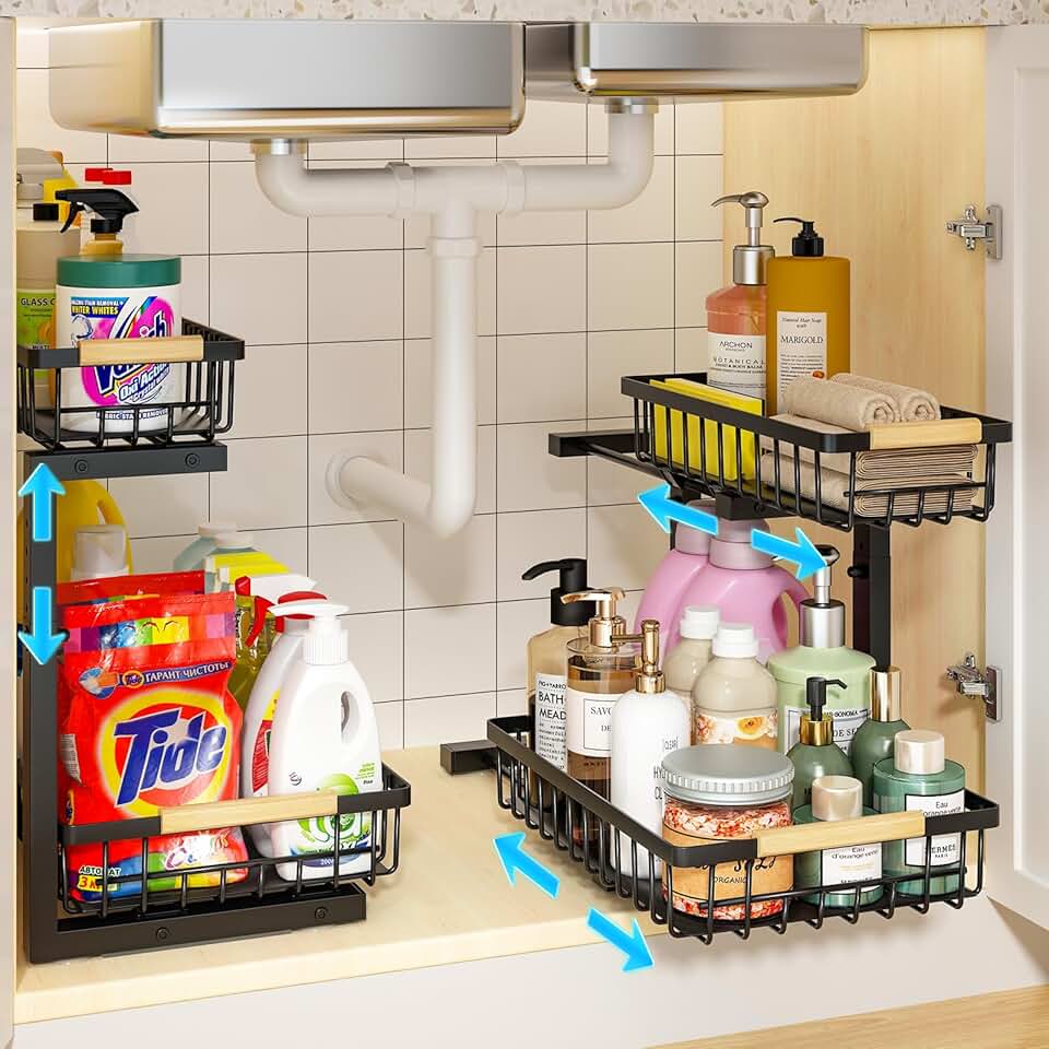 Adjustable Under Sink Organizer Set with Pull-Out Drawers