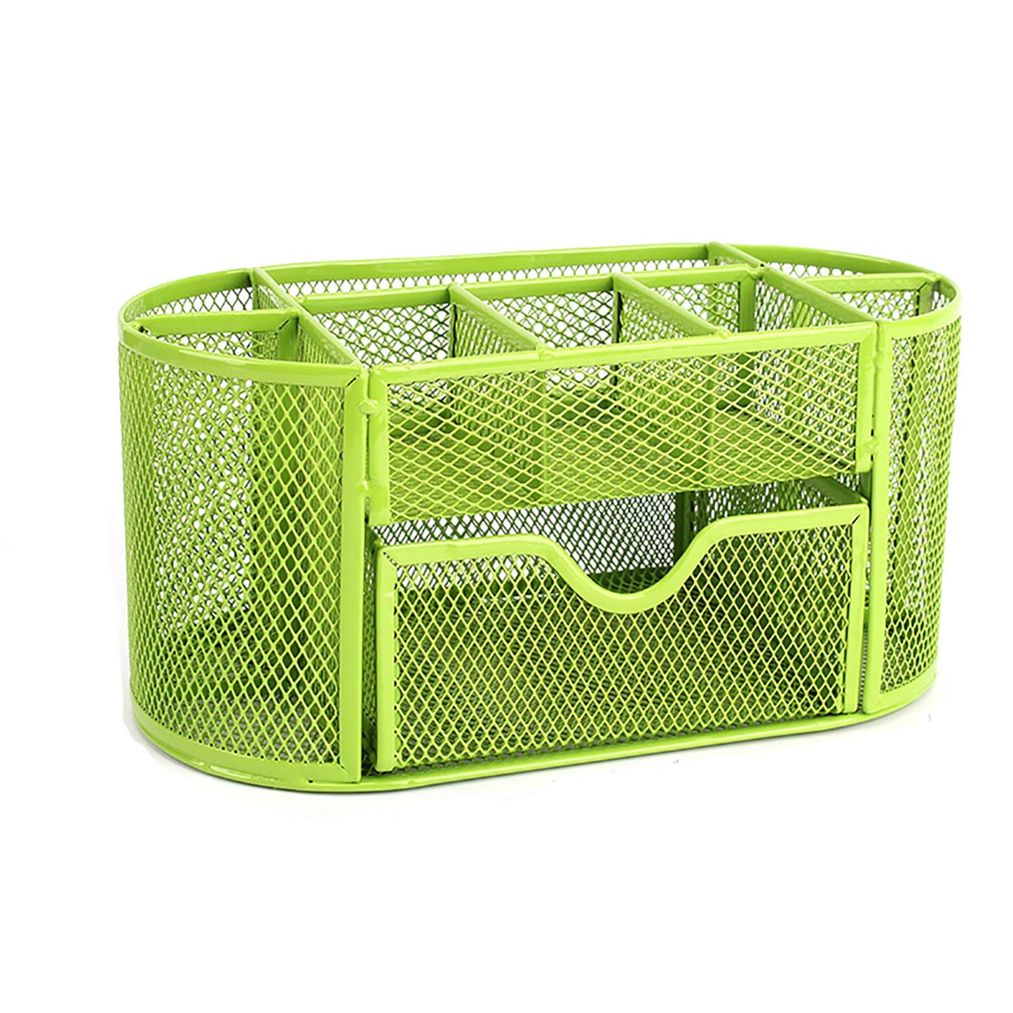 Green Metal Mesh Desk Organizer with Drawer