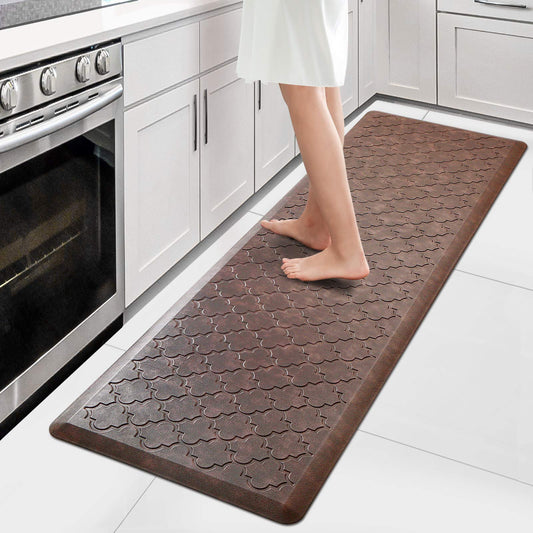 Kitchen Mat Cushioned Anti Fatigue Floor Mat,17.3"x60", Non Waterproof Kitchen Rugs and Mats,Heavy Duty Foam Standing Mat for Kitchen,Floor,Home,Office,Desk,Sink,Laundry, Brown