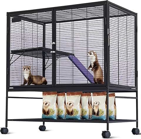 Multi-Level Small Animal Cage with Removable Tray