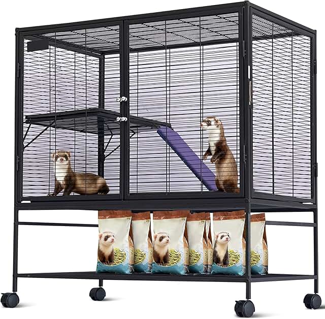 Multi-Level Small Animal Cage with Removable Tray