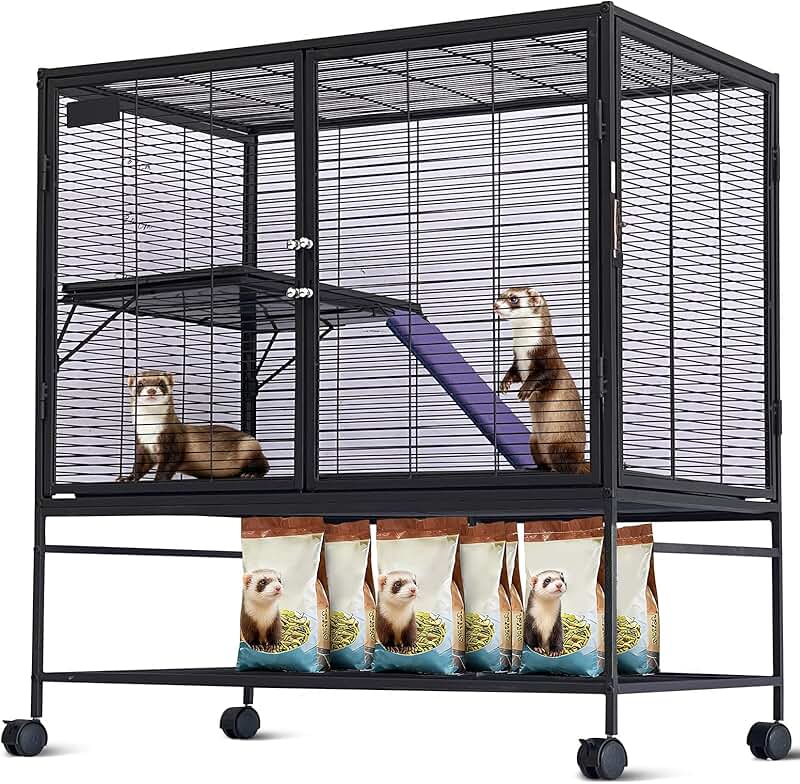 Multi-Level Small Animal Cage with Removable Tray