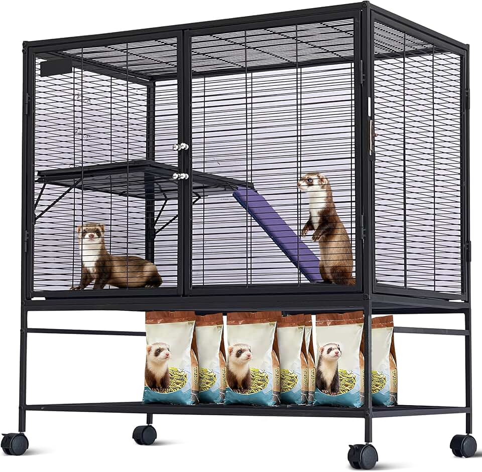 Multi-Level Small Animal Cage with Removable Tray