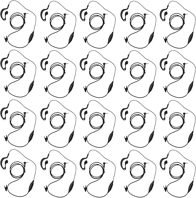 2.5mm G-Shape Earpiece with Mic for Walkie Talkies (20 Pack)
