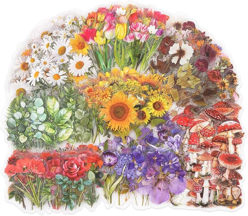 Set of 320 Botanical Stickers for Journals and Crafts