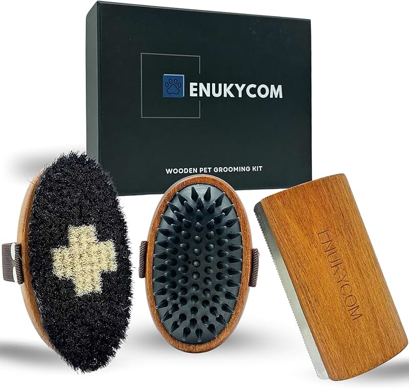 Wooden Grooming Kit for Dogs, Cats, and Horses