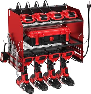 Wall Mount Power Tool Organizer with Charging Station and Storage