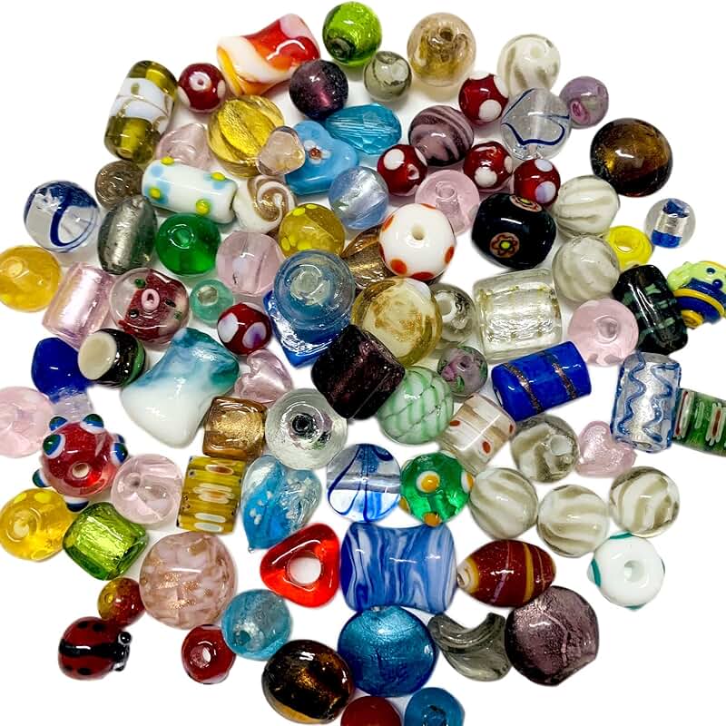 Assorted Glass Beads for Jewelry Making, 80 Pieces