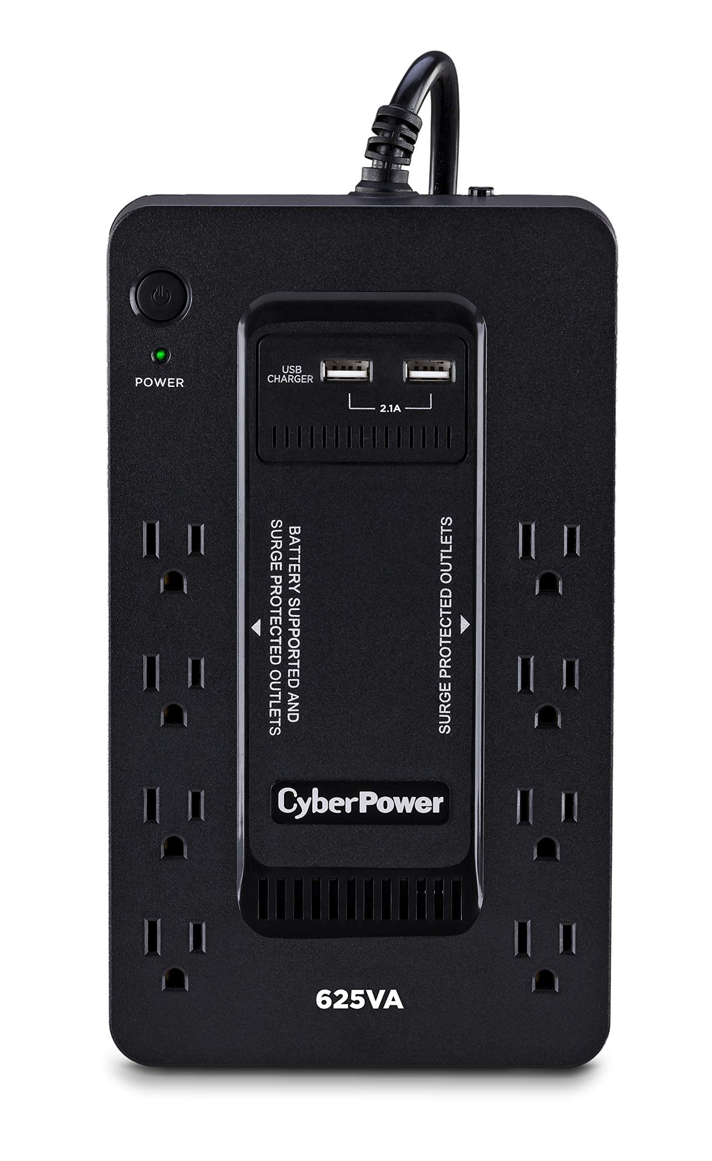 ST625U Standby UPS System, 625VA/360W, 8 Outlets, 2 USB Charging Ports, Compact