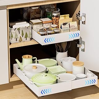 Deep Pull Out Cabinet Organizer 21 Inch, 2 Pack