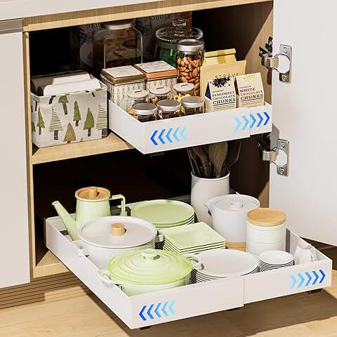 Deep Pull Out Cabinet Organizer 21 Inch, 2 Pack