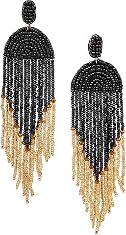Handmade Beaded Boho Earrings with Long Fringe