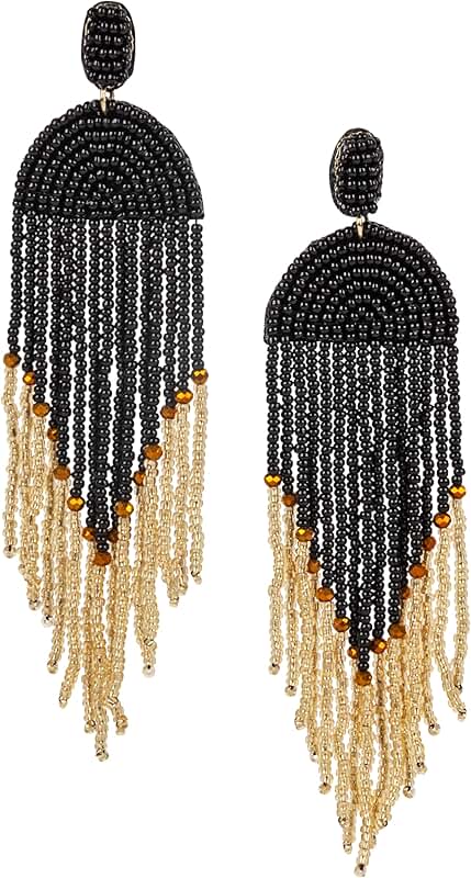 Handmade Beaded Boho Earrings with Long Fringe