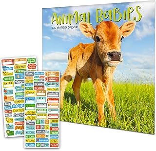 Baby Animals 2026 Wall Calendar with Reminder Stickers