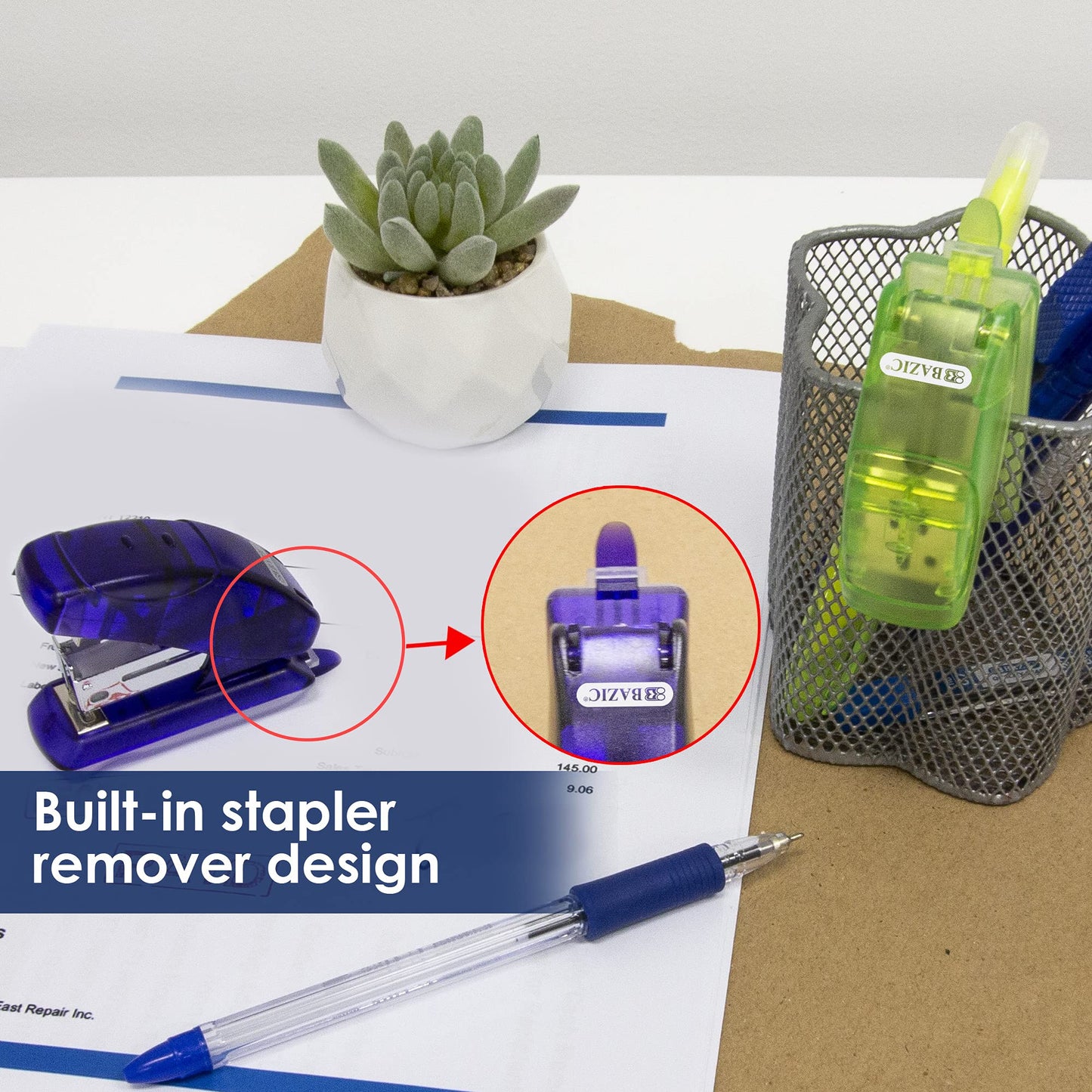 Mini stapler with staples and remover, soft grip, portable