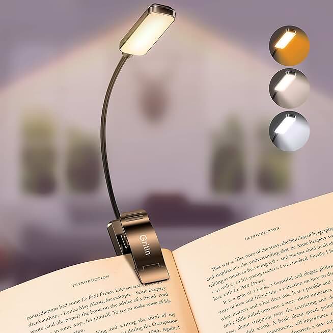 Rechargeable Book Light with 9 LEDs and Stepless Dimming