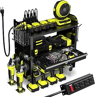 Heavy Duty Metal Wall Mount Tool Organizer with Drill Rack