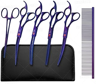 Purple Curved Dog Grooming Scissors with Safety Tips
