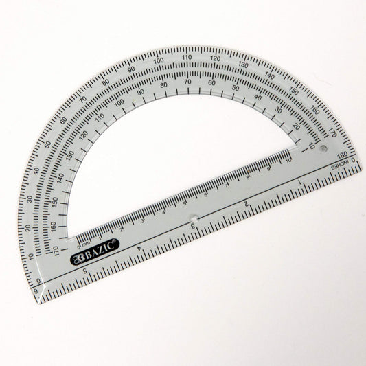 6-Inch Semicircular Plastic Protractor for Geometry