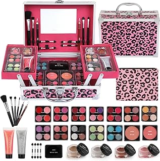 Leopard Double Folding Makeup Case with Complete Kit