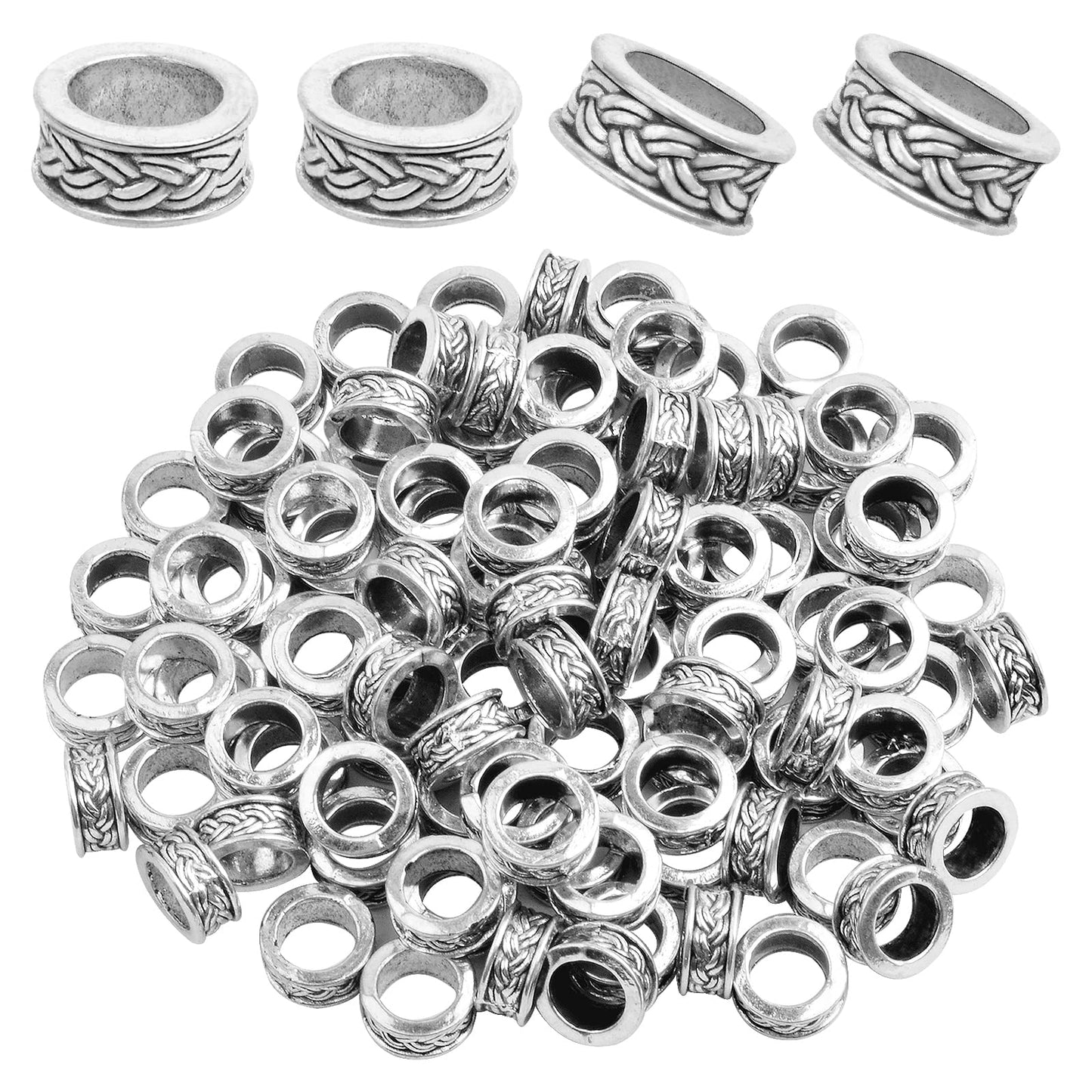 100pcs Antique Silver Rondelle Spacer Beads for Jewelry Making