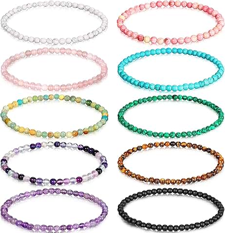 10 Mini 4mm Gemstone Energy Bracelets for Men and Women