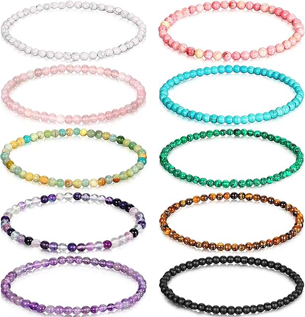 10 Mini 4mm Gemstone Energy Bracelets for Men and Women