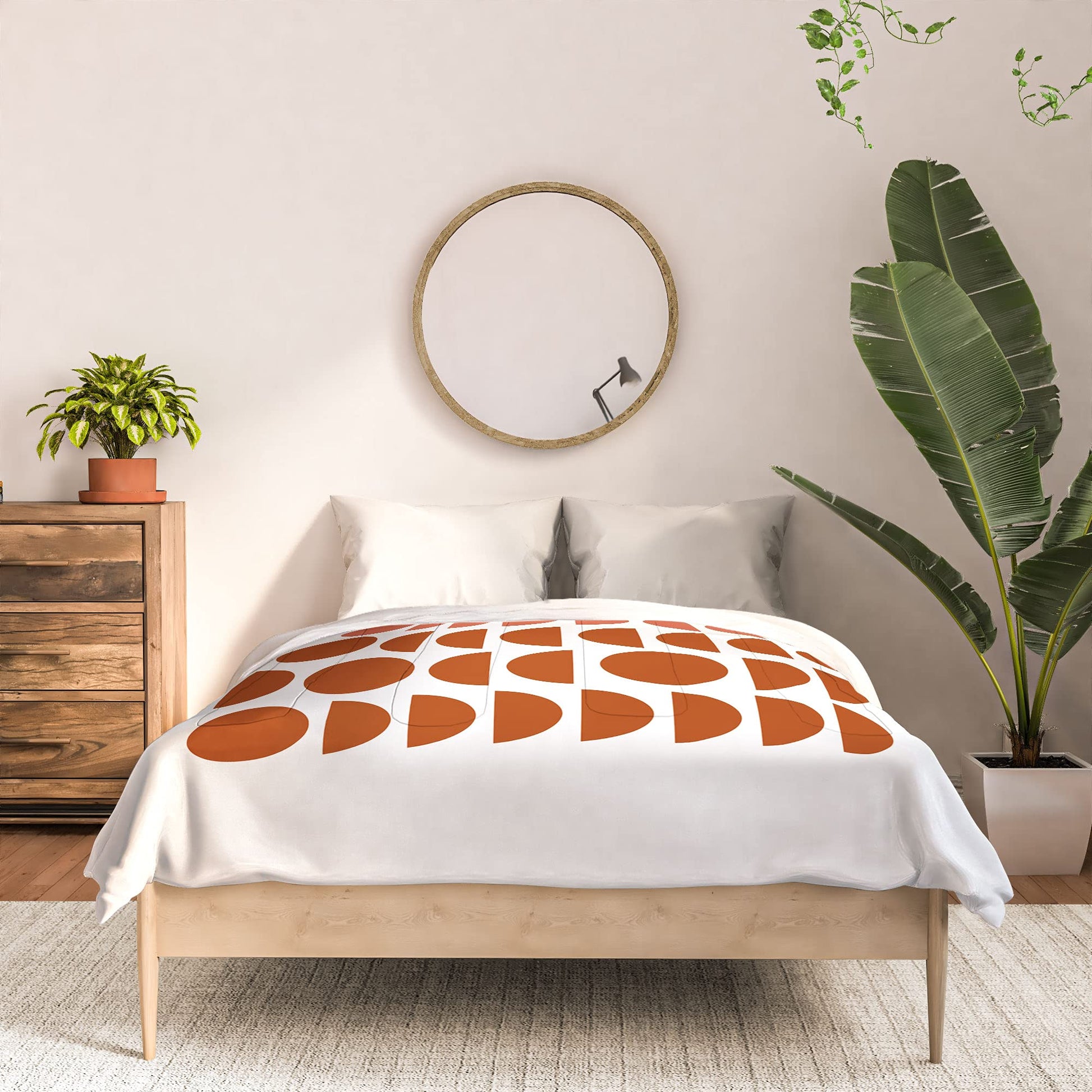 2021 Cotton Comforter, Full, June Journal Blush and Terracotta Circles