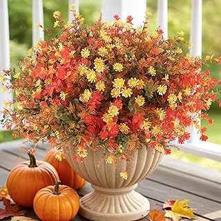 Fall Artificial Flowers for Outdoors, 12 Bundles