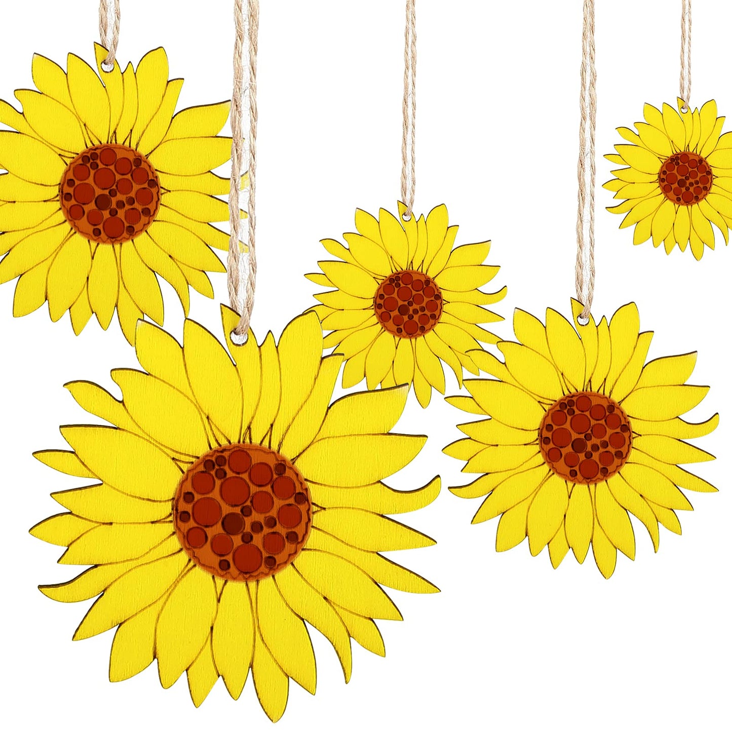 Set of 10 Wooden Sunflower Slices for Crafts and Decor