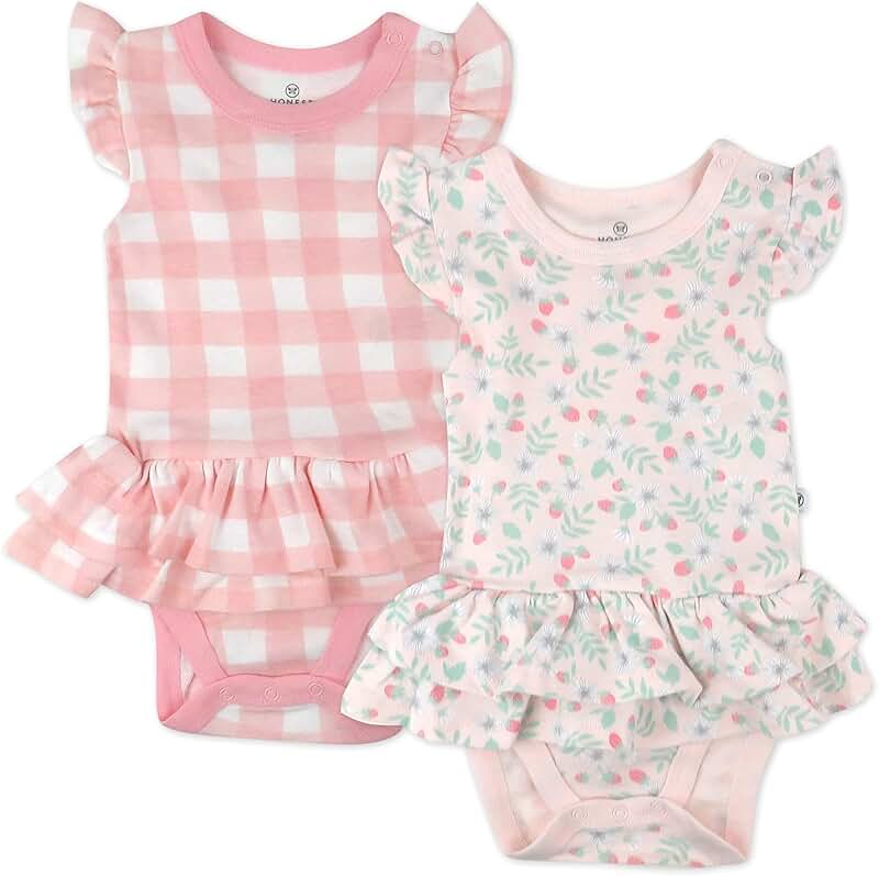 Organic Cotton Baby Girl Ruffle Bodysuit Dress