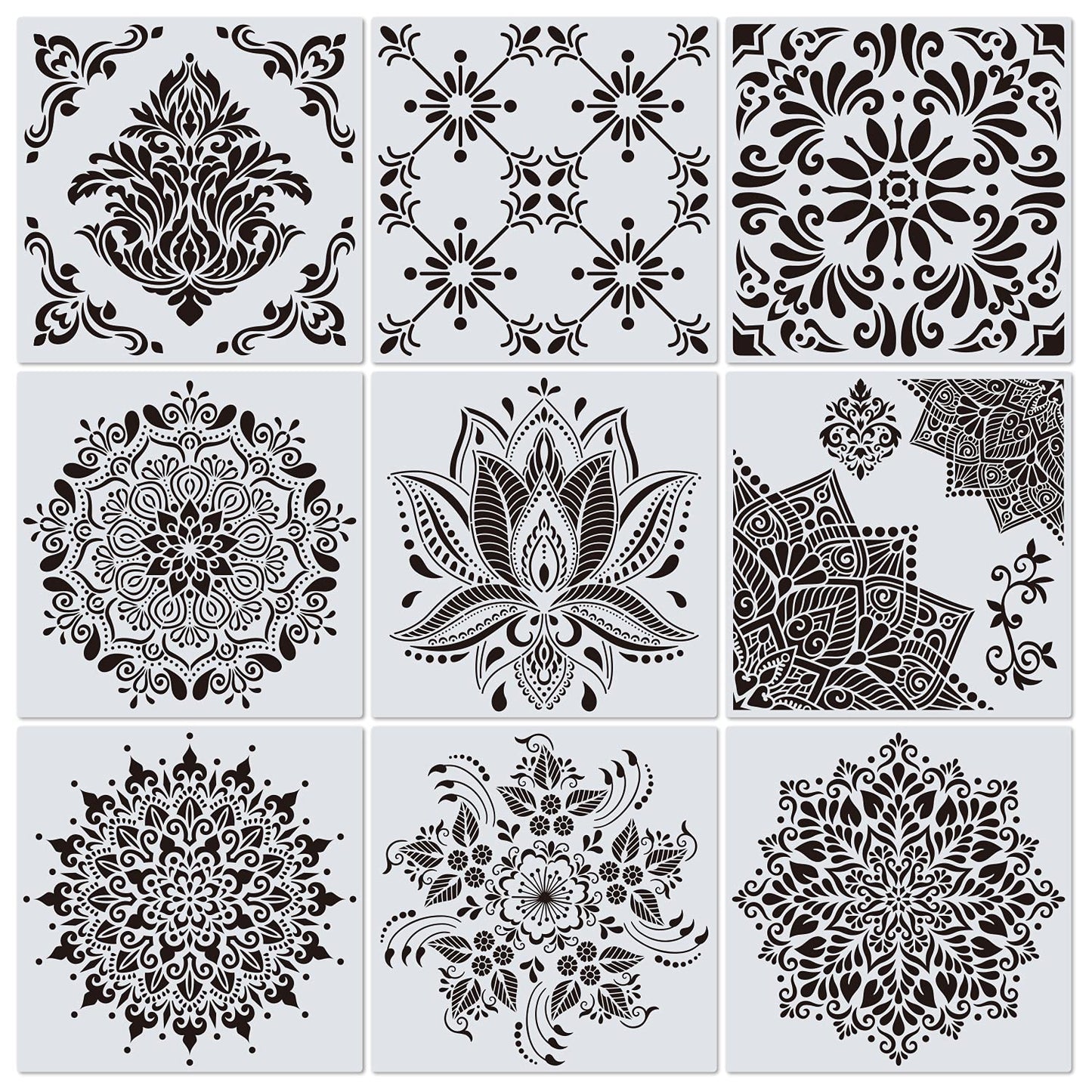 9 Pack 12 Inch Large Reusable Art Stencils