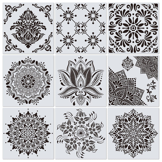 9 Pack 12 Inch Large Reusable Art Stencils