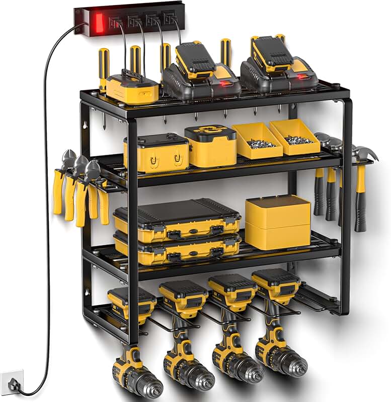 Wall Mount Power Tool Organizer with Charging Station