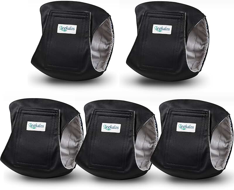 Male Dog Diapers, Washable Belly Bands, 5 Pack