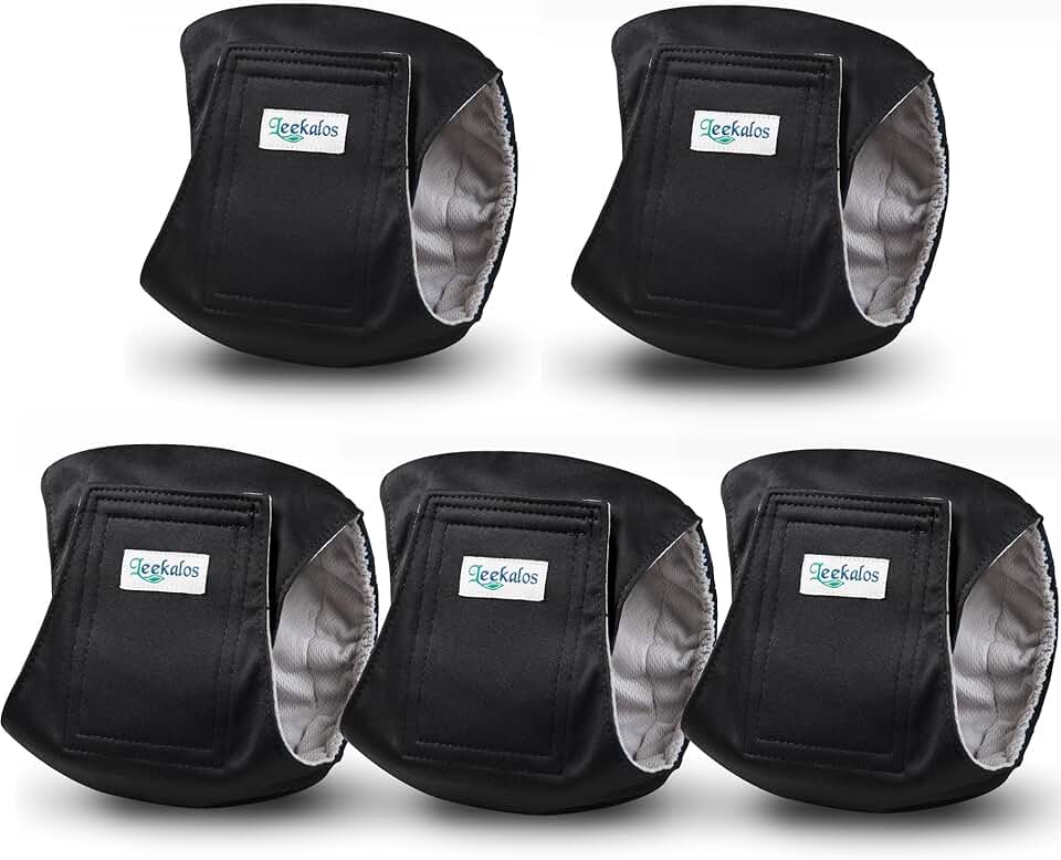 Male Dog Diapers, Washable Belly Bands, 5 Pack